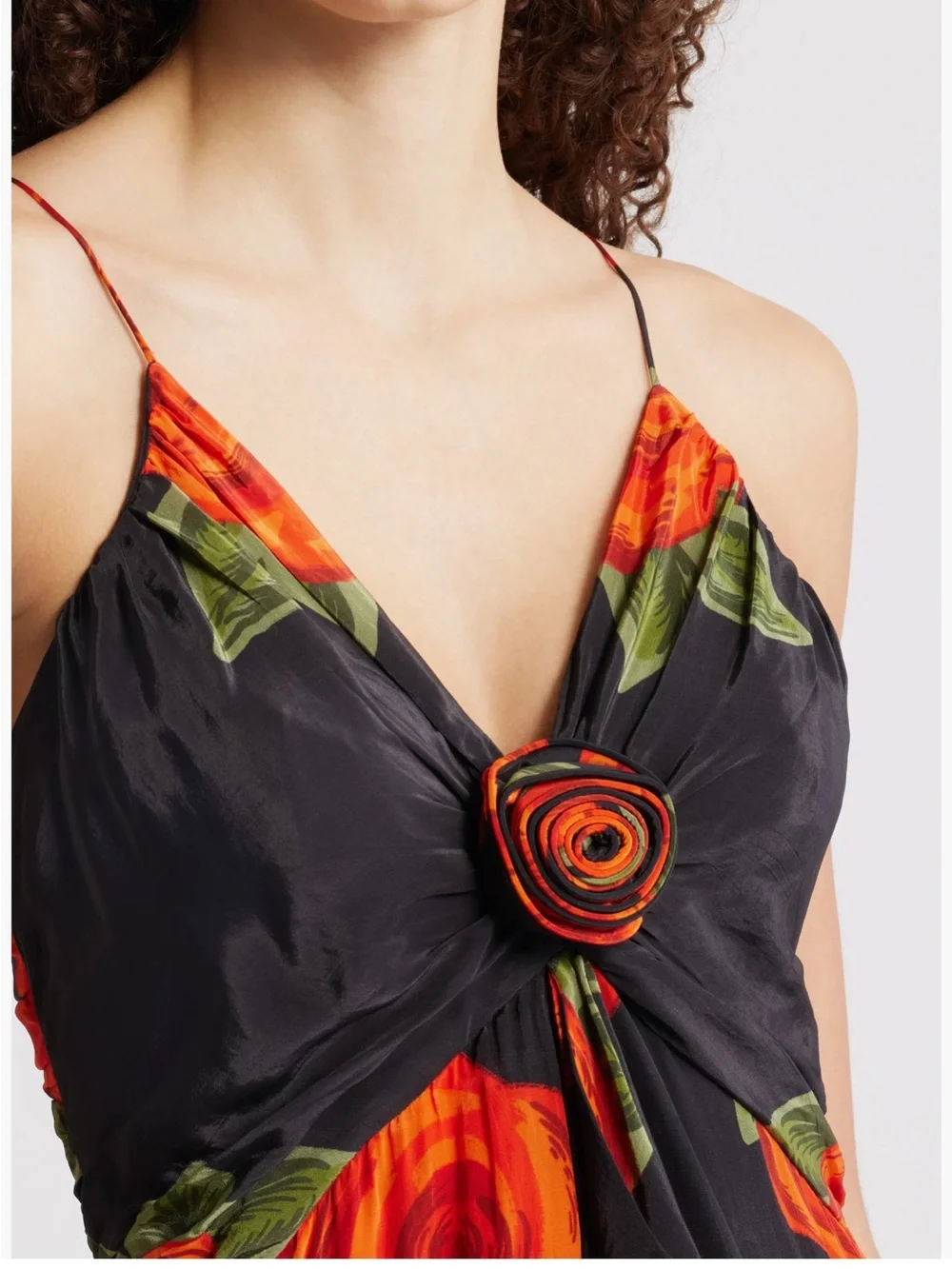 FARM Rio Black & Vivid Orange Floral Dress with Rosette - Picture 4 of 12